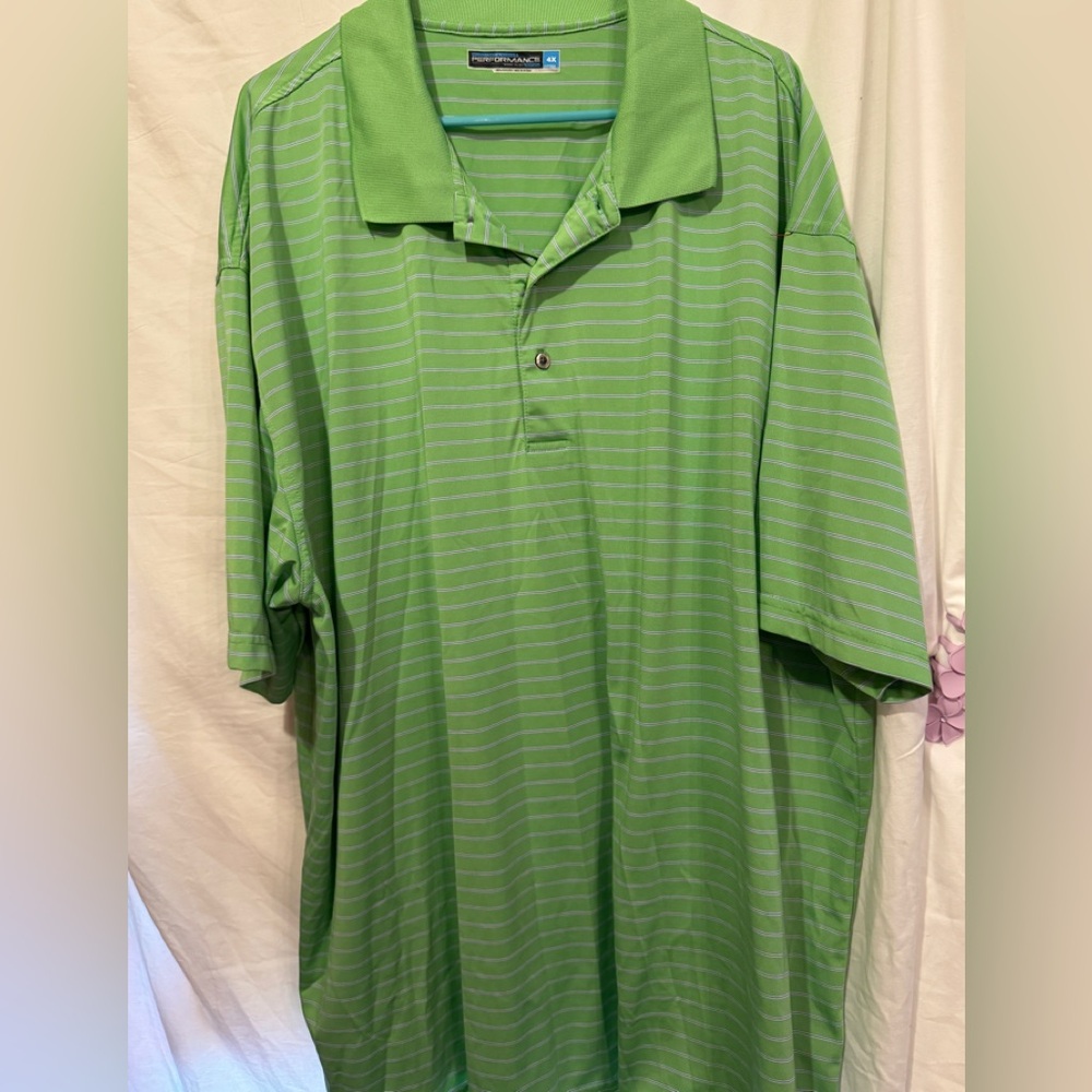 Roundtree & Yorke Green Polo Shirt with Subtle Stripes